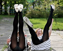 Two naughty pantyhose upskirts